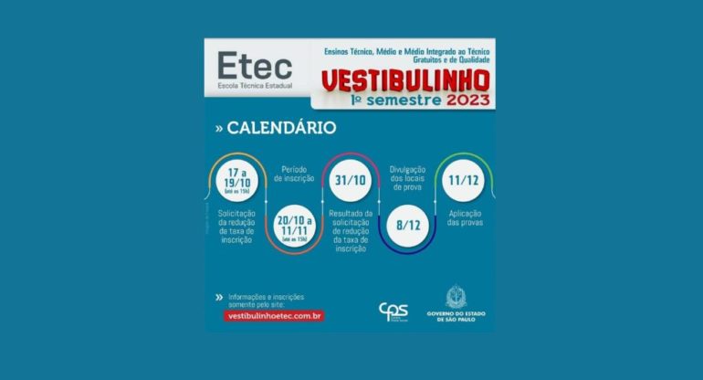 Vestibulinho ETEC 2023 → Inscrições, Data da Prova e Resultado